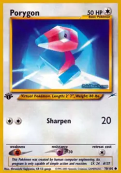 1x Porygon - 78/105 - Common - 1st Edition Lightly Played Pokemon G2 - Neo Desti - Image 1