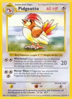 1x Pidgeotto - 22/102 - Rare - Shadowless Edition Lightly Played Pokemon G1 - Ba - Image 1