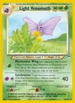 1x Light Venomoth - 53/105 - Uncommon - Unlimited Edition Lightly Played Pokemon - Image 1