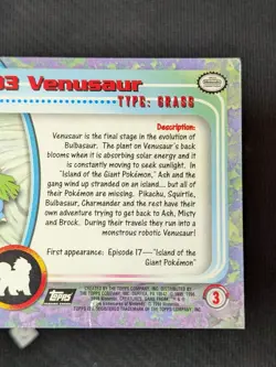 Venusaur #03 - 1999 Topps Pokemon Card Holo Foil Black Logo NM - Image 3
