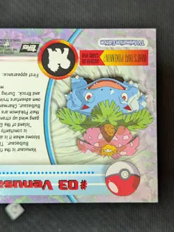 Venusaur #03 - 1999 Topps Pokemon Card Holo Foil Black Logo NM - Image 4