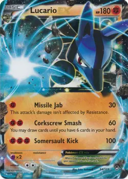 1x Lucario-EX - 54/111 - Holo Rare ex Lightly Played Pokemon XY-- Furious Fists - Image 1