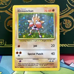 Hitmonchan 7/102 Holo Rare Base Pokemon Card HP / DMG - Image 1