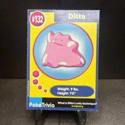 LP Ditto #132 Burger King Poke Trivia Card 1999 AUTHENTIC Pokemon Card - Image 1