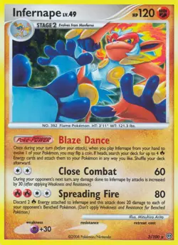 1x Infernape - 3/100 - Holo Rare Moderately Played Pokemon Diamond & Pearl Storm - Image 1