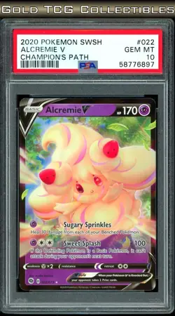 PSA 10 ⭐ Pokemon Alcremie V 022 Champion's Path Graded Card - Image 1