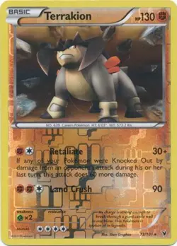 1x Terrakion - 73/101 - Holo Rare - Reverse Holo Heavily Played Pokemon BW - Nob - Image 1