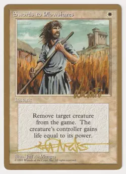 Gold Signed Swords to Plowshares LP World Championships Artist Jeff A Menges MTG - Image 1