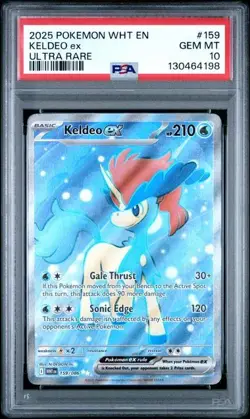 2025 POKEMON WHT EN-WHITE FLARE ULTRA RARE #159 - KELDEO EX 159/086 - PSA 10 - Image 1