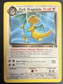 Pokemon Dark Dragonite Team Rocket Rare 22/82 Unlimited Rare Pokemon Card TCG - Image 1