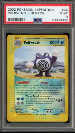 Pokemon Poliwrath Expedition Reverse Holo Rare #24 PSA 9 Mint - Image 1