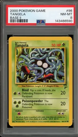Pokemon Tangela Base Set 2 #96 PSA 8 - Image 1