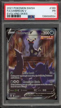 Pokemon Umbreon V Evolving Skies Full Alt Art #189 PSA 1 - Image 1