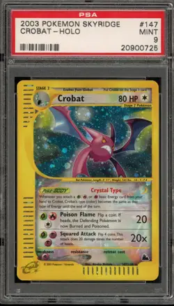Pokemon Crobat Skyridge Crystal Holo Secret Rare #147 PSA 9 Mint - Image 1