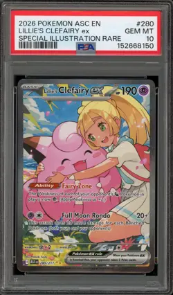 Pokemon Lillie's Clefairy ex Ascended Heroes SIR #280 PSA 10 - Image 1