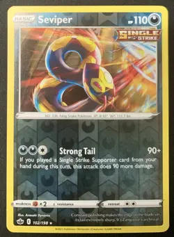 Seviper 102/198 Reverse Holo Rare Pokemon TCG Chilling Reign Near Mint - Image 1