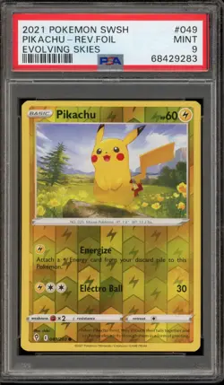 Pokemon Pikachu Evolving Skies Reverse Holo #049 PSA 9 Mint - Image 1