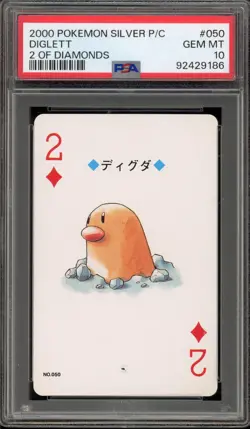 Pokemon Diglett 2 of Diamonds Silver Playing Cards #050 PSA 10 Gem Mint - Image 1