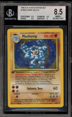 Pokemon Machamp Base Set 1st Edition 2-Player Starter Set Holo Rare #8 BGS 8.5 - Image 1
