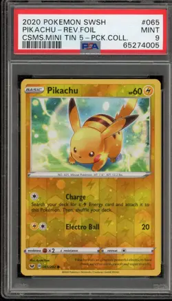 Pokemon Pikachu Mini Tin 5 Pk. Coll. Cosmos Reverse Holo #065 PSA 9 Mint - Image 1