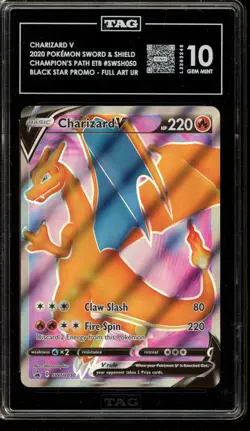 Pokemon Charizard V Champion's Path ETB Full Art Promo SWSH050 TAG 10 Gem Mint - Image 1