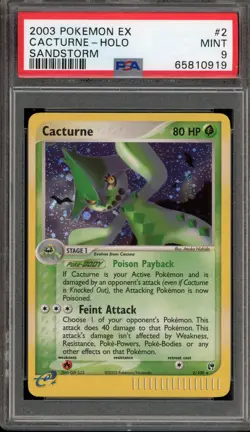 Pokemon Cacturne EX Sandstorm Holo Rare #2 PSA 9 Mint - Image 1