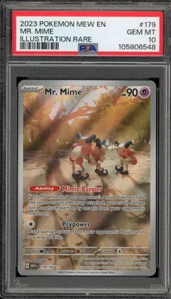Pokemon Mr. Mime 151 MEW EN Illustration Rare #179 PSA 10 Gem Mint - Image 1