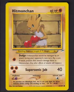 Hitmonchan 69/105 Common Neo Destiny Pokemon HP - Image 1