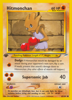Hitmonchan 69/105 Common Neo Destiny Pokemon HP - Image 4