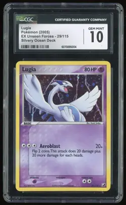 2005 Pokemon Ex Unseen Forces Lugia #29/115 GEM MT CGC 10 Silvery Ocean Deck - Image 1