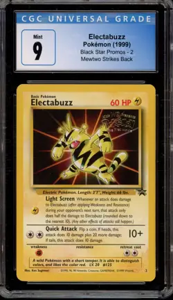 Pokemon Electabuzz WB Mewtwo Strikes Back Movie Black Star Promo #2 CGC 9 Mint - Image 1