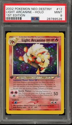 Pokemon Light Arcanine Neo Destiny 1st Edition Holo Rare #12 PSA 9 Mint - Image 1