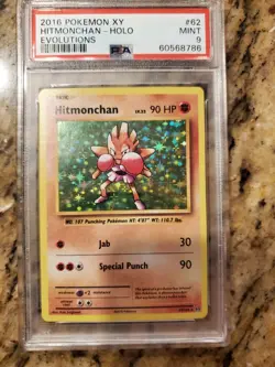 2016 POKEMON XY EVOLUTIONS #62 HITMONCHAN-HOLO PSA 9 - Image 1
