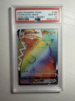 2020 POKEMON SWORD & SHIELD VIVID VOLTAGE SECRET FULL ART/PIKACHU VMAX PSA 10 - Image 1