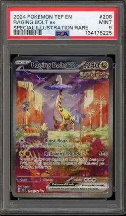 Pokemon Raging Bolt ex Temporal Forces Special Illustration Rare #208 PSA 9 Mint - Image 1