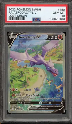Pokemon Aerodactyl V Lost Origin Full Alt Art #180 PSA 10 Gem Mint - Image 1