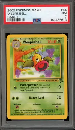 Pokemon Weepinbell Base Set 2 #64 PSA 7 - Image 1