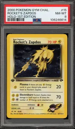 Pokemon Rocket's Zapdos Gym Challenge 1st Edition Holo Rare #15 PSA 8 - Image 1