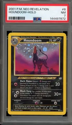 Pokemon Houndoom Neo Revelation Unlimited Holo Rare #8 PSA 7 - Image 1