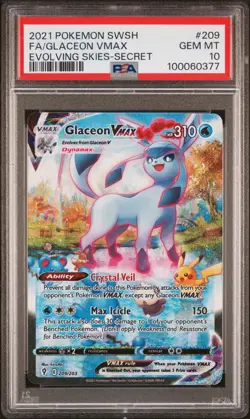 2021 POKEMON SWORD & SHIELD EVOLVING SKIES SECRET FULL ART/GLACEON VMAX PSA 10 - Image 1