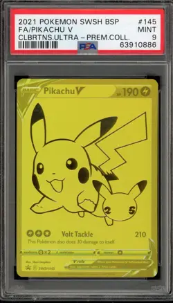Pokemon Pikachu V Celebrations Ultra-Premium Coll. Full Art Promo SWSH145 PSA 9 - Image 1