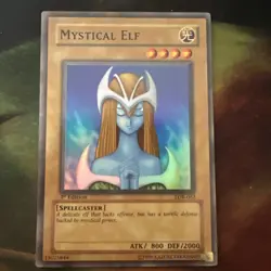 Yugioh Mystical Elf Legend of Blue Eyes 1st Edition Super LOB-062 LP NA Print - Image 1