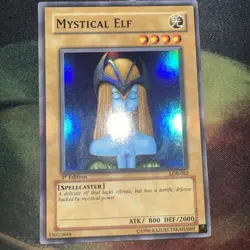 Yugioh Mystical Elf Legend of Blue Eyes 1st Edition Super LOB-062 LP NA Print - Image 3