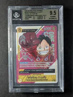2024 One Piece MONKEY D. LUFFY #OP07-109 CS '24 Event Pack 28/1000 Foil BGS 9.5 - Image 1