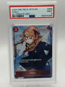 PSA 9 2025 SANJI ALTERNATE ART ONE PIECE OP10-ROYAL BLOOD #005 English MINT - Image 1