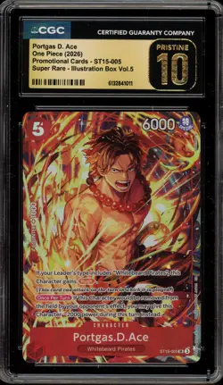 One Piece CCG Portgas.D.Ace Illustration Bx. Vol. 5 ST15-005 CGC 10 Pristine - Image 1