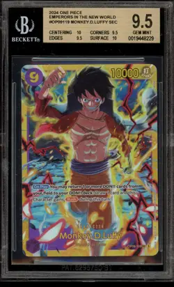 One Piece CCG Monkey.D.Luffy Emperors In the New World SEC OP09-119 BGS 9.5 - Image 1