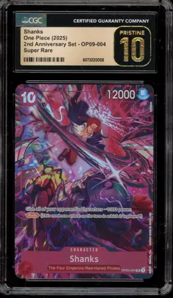 One Piece CCG Shanks 2nd Anniversary Set Super Rare OP09-004 CGC 10 Pristine - Image 1