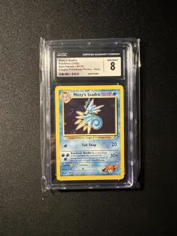 CGC 8 Misty's Seadra 2000 Gym Heroes 9/132 Prerelease Holo Pokemon Card - Image 1