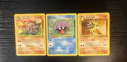 1999 Pokemon Fossil 3 Card Lot - Sandslash 41 Graveler #37 Shellder #54 Vintage - Image 1